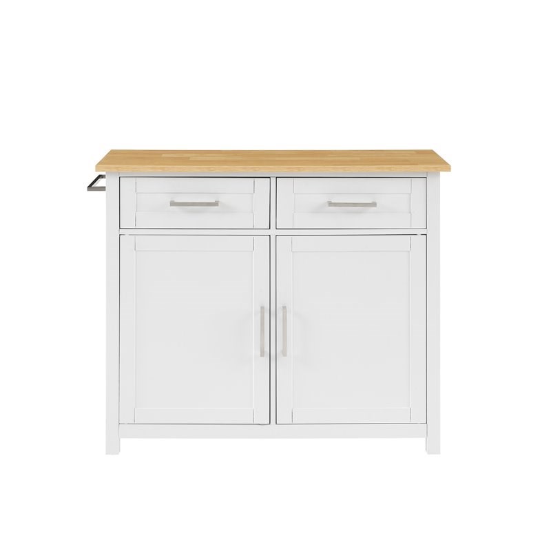 Crosley Furniture Tristan 2-Door Modern Wood Kitchen Island in White/Natural