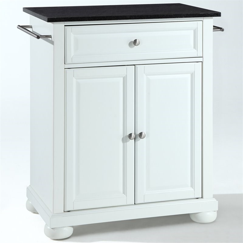 Crosley Alexandria Black Granite Top Portable Kitchen Island in White