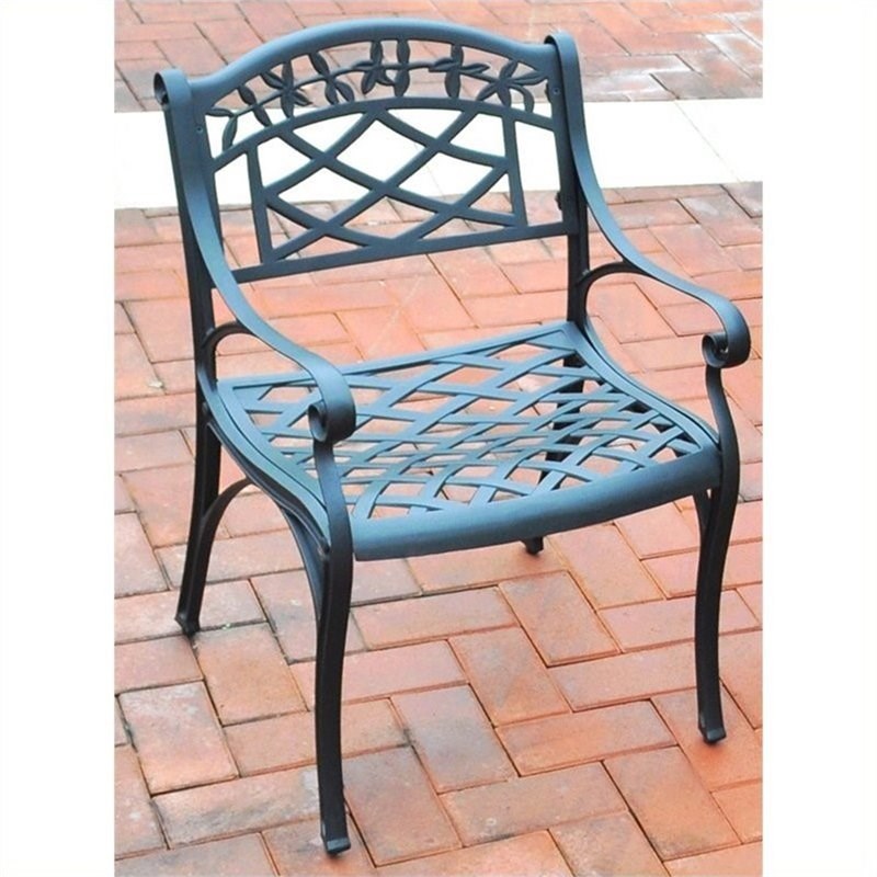 Crosley Sedona Metal Patio Dining Arm Chair in Charcoal Black (Set of 2