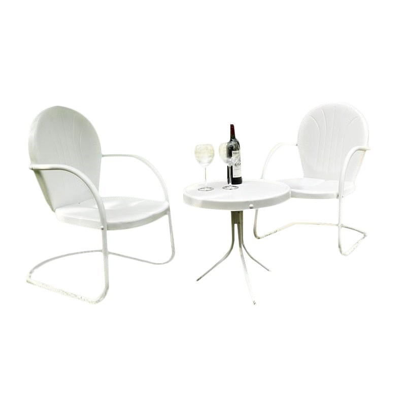 Crosley Griffith 3 Piece Metal Patio Conversation Set in White