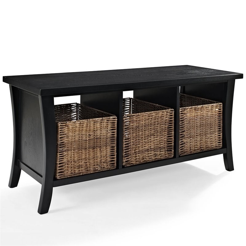 crosley wallis storage entryway bench with baskets in
