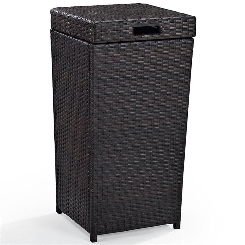 Crosley Palm Harbor Wicker Patio Trash Can in Brown Homesquare