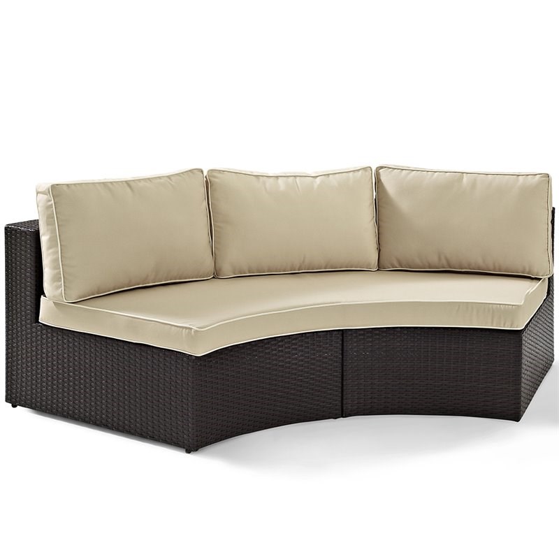 Crosley Catalina 4 Piece Wicker Curved Patio Sectional Set in Brown and