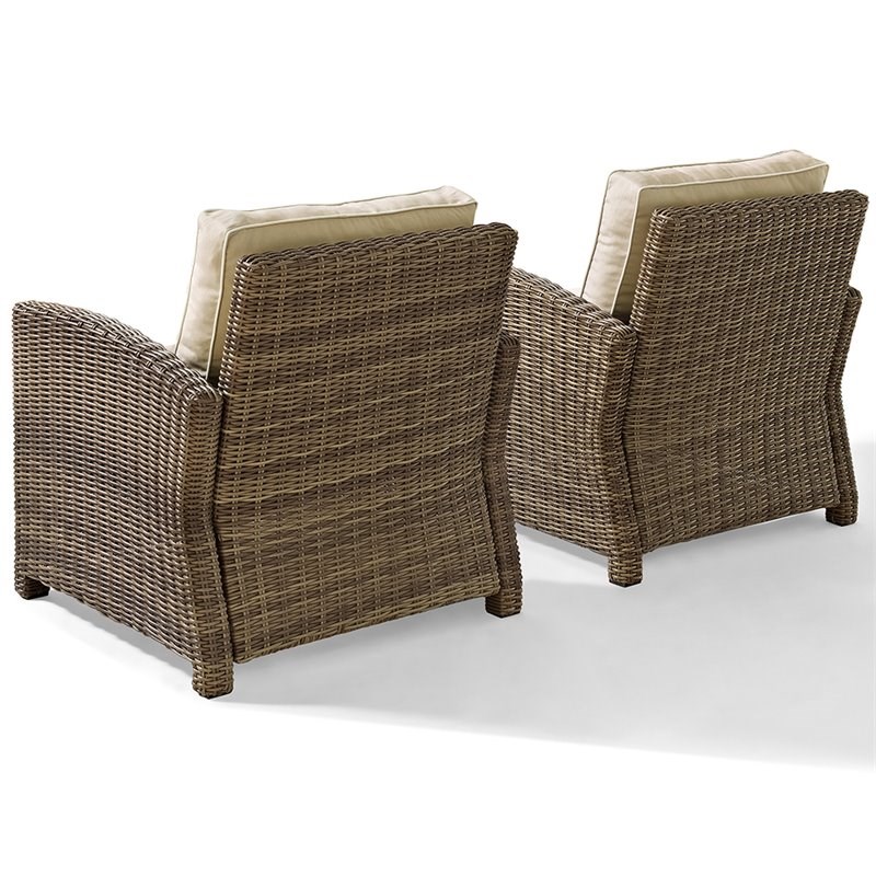 Crosley Bradenton Wicker Patio Chair in Brown and Sand (Set of 2)