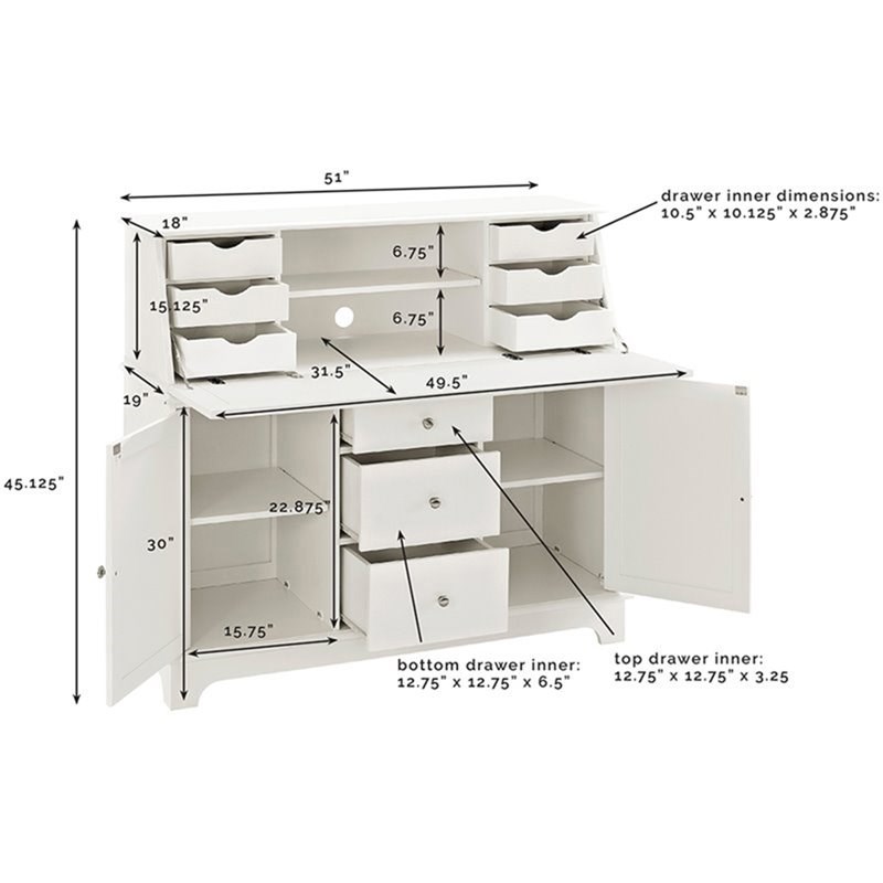 sullivan secretary desk in white