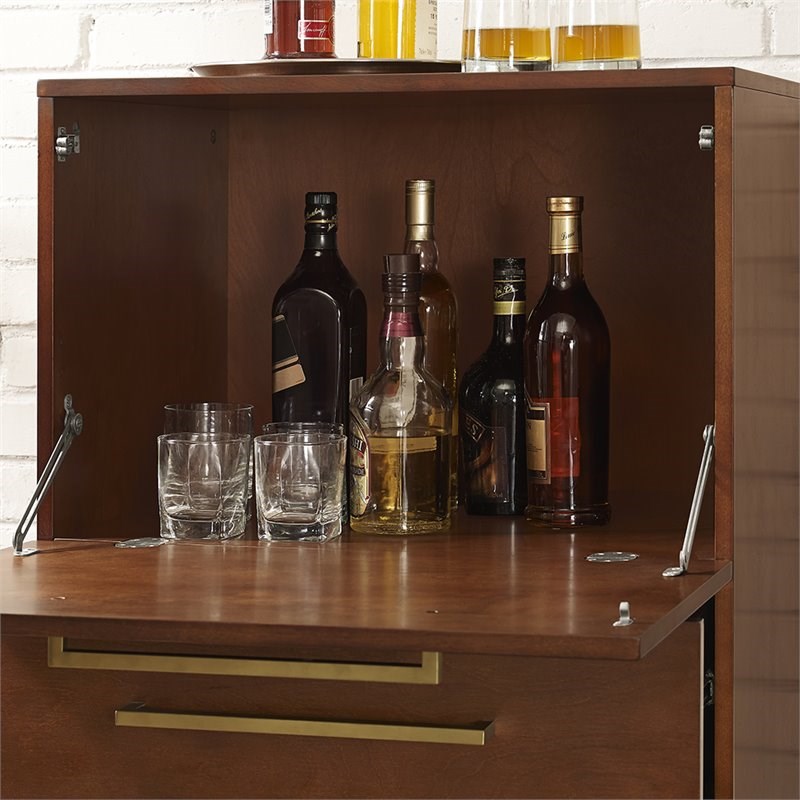 Crosley Everett 2 Drawer Bar Cabinet in Mahogany