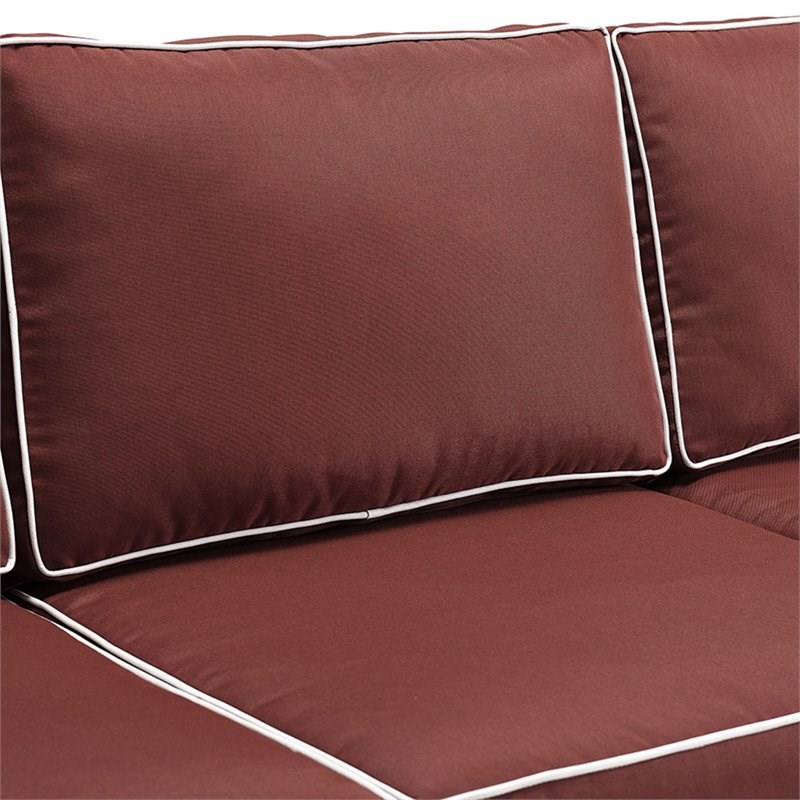 Crosley Bradenton Wicker Patio Sofa in Brown and Sangria