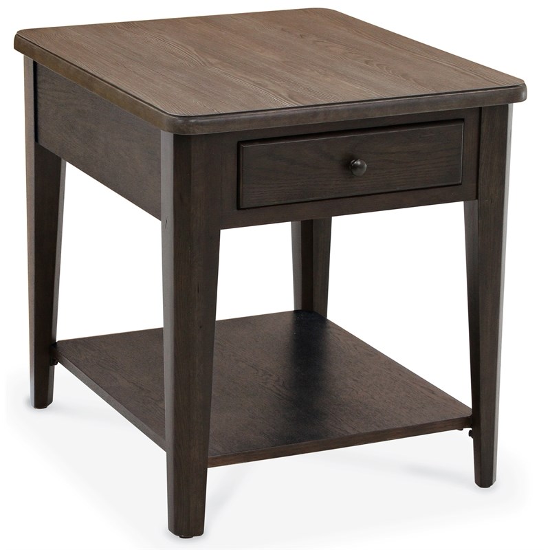 Casual Choice Solid Wood End Table in Light Gray and Dark Gray Finish