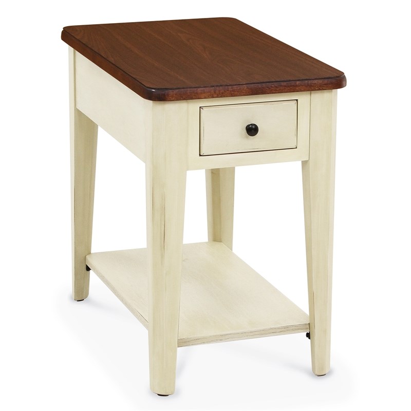 Casual Choice Solid Wood Chair Side Table in Walnut and Pistachio Finish