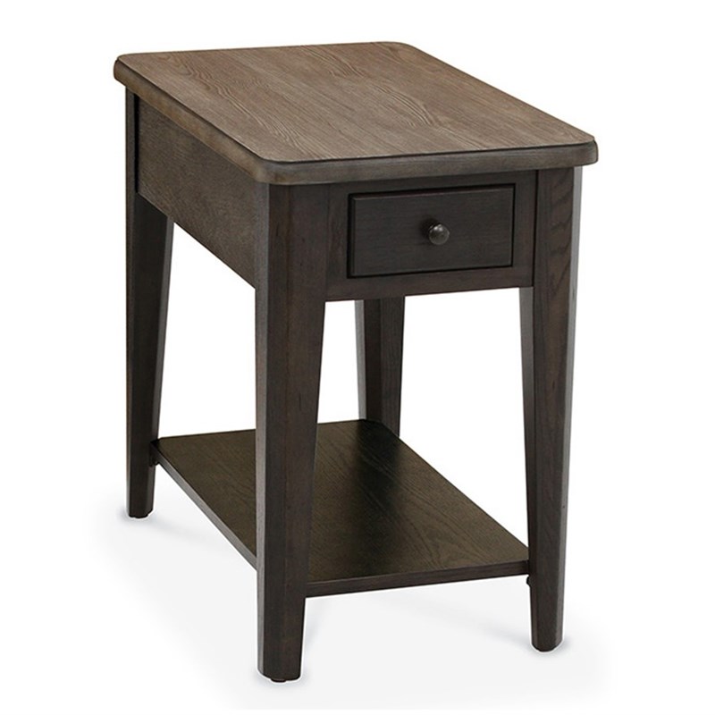 Casual Choice Solid Wood Chair Side Table in Light Gray and Dark Gray Finish
