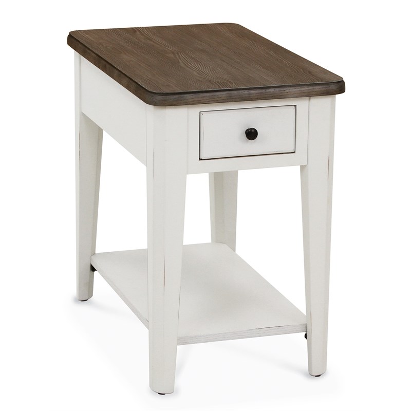 Casual Choice Solid Wood Chair Side Table in Light Gray and White Finish