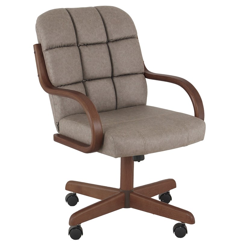 Chromcraft Douglas Swivel Dining Arm Chair in Walnut Wood Finish (Set