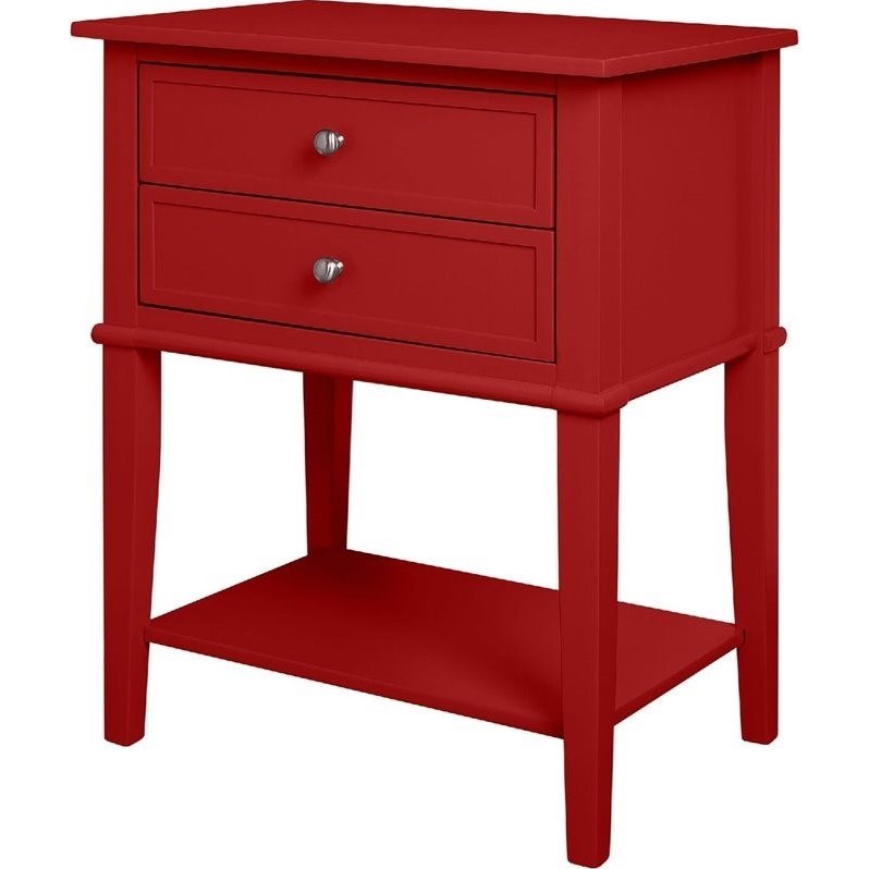 Ameriwood Home Franklin 2 Drawer Accent Table in Red