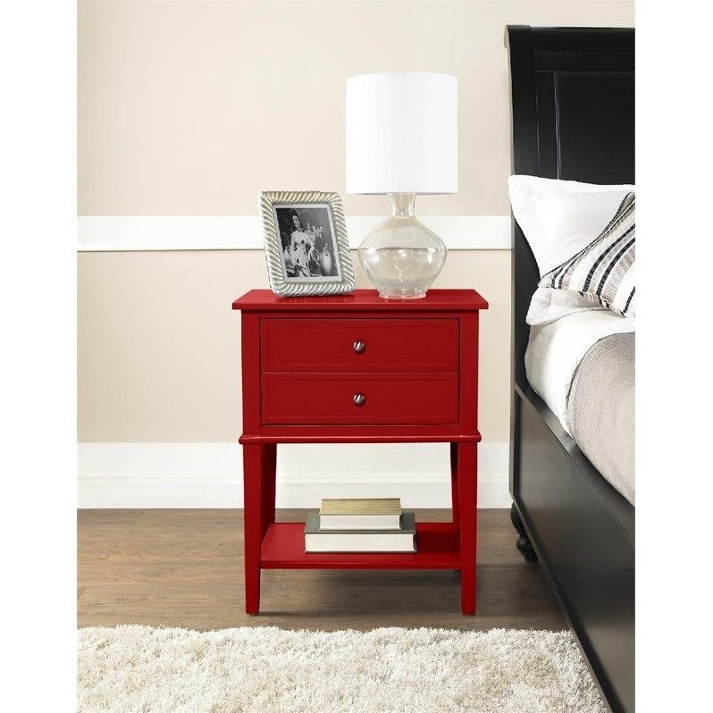 Ameriwood Home Franklin 2 Drawer Accent Table in Red
