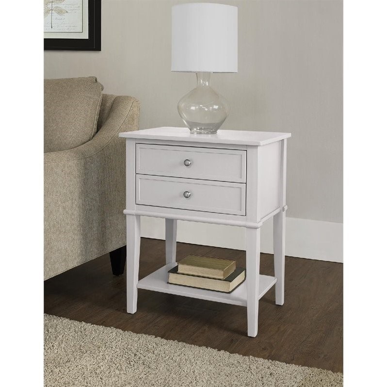 Ameriwood Home Franklin 2 Drawer Accent Table in White Homesquare