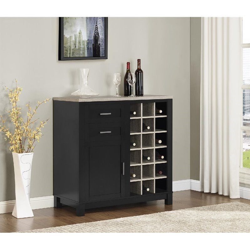 Altra Furniture Carver Wine Cabinet in Black Sonoma Oak