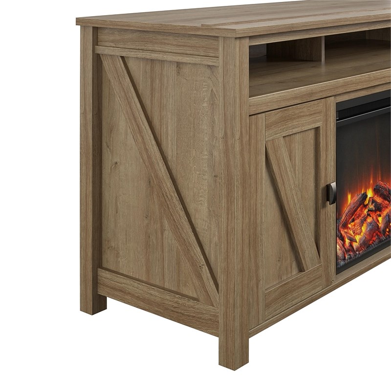 Ameriwood Home Farmington 60'' Fireplace TV Stand in Light Pine