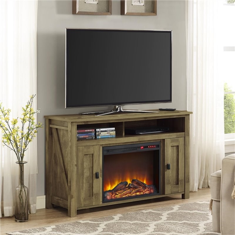 Altra Furniture Farmington 50'' Fireplace TV Stand in Light Pine