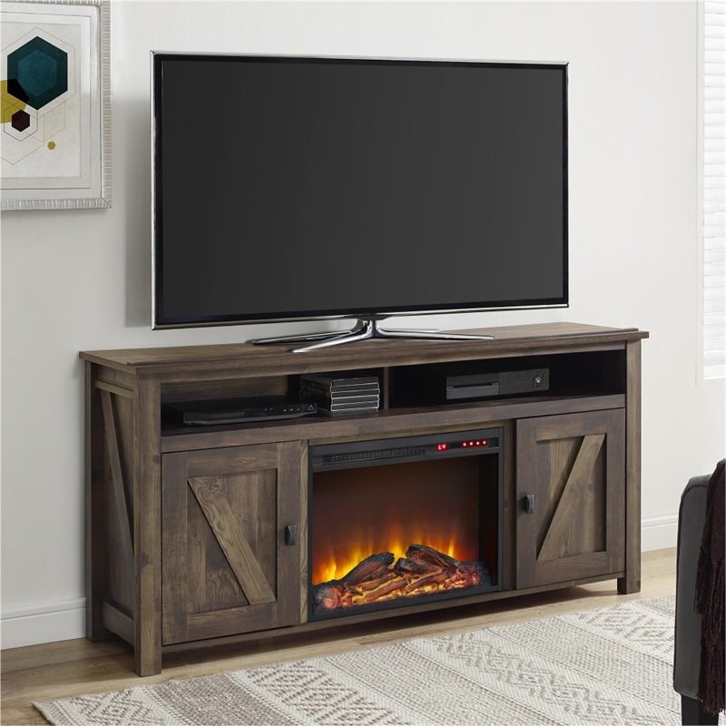Altra Furniture Farmington 60'' Fireplace TV Stand in Heritage Pine
