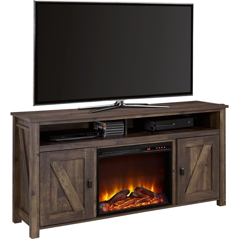 Altra Furniture Farmington 60'' Fireplace TV Stand in Heritage Pine