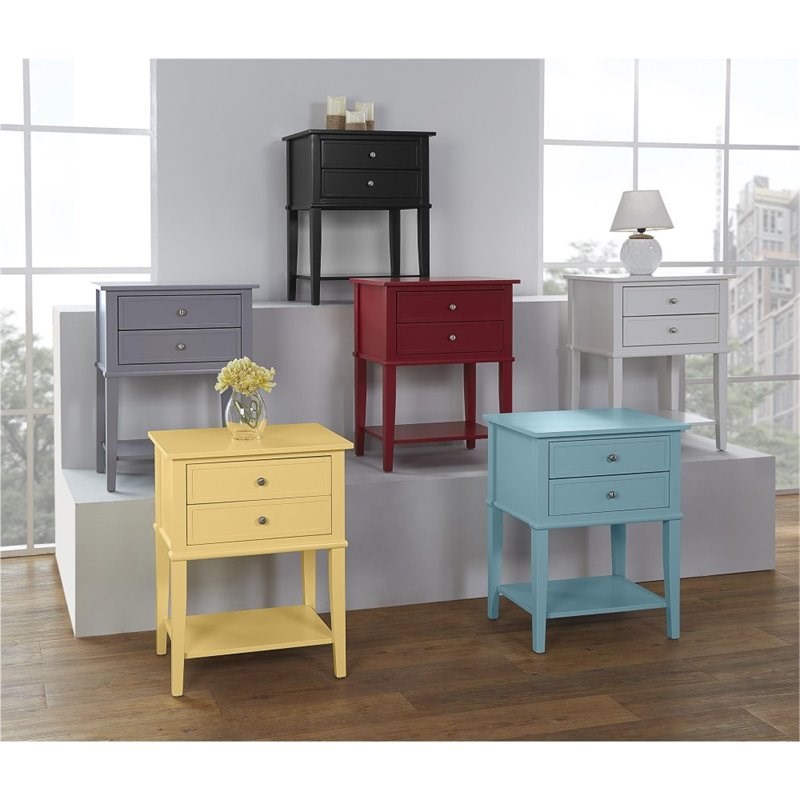 Ameriwood Home Franklin 2 Drawer Accent Table in Yellow