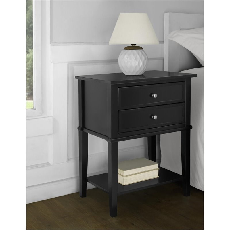 Ameriwood Home Franklin 2 Drawer Accent Table in Black