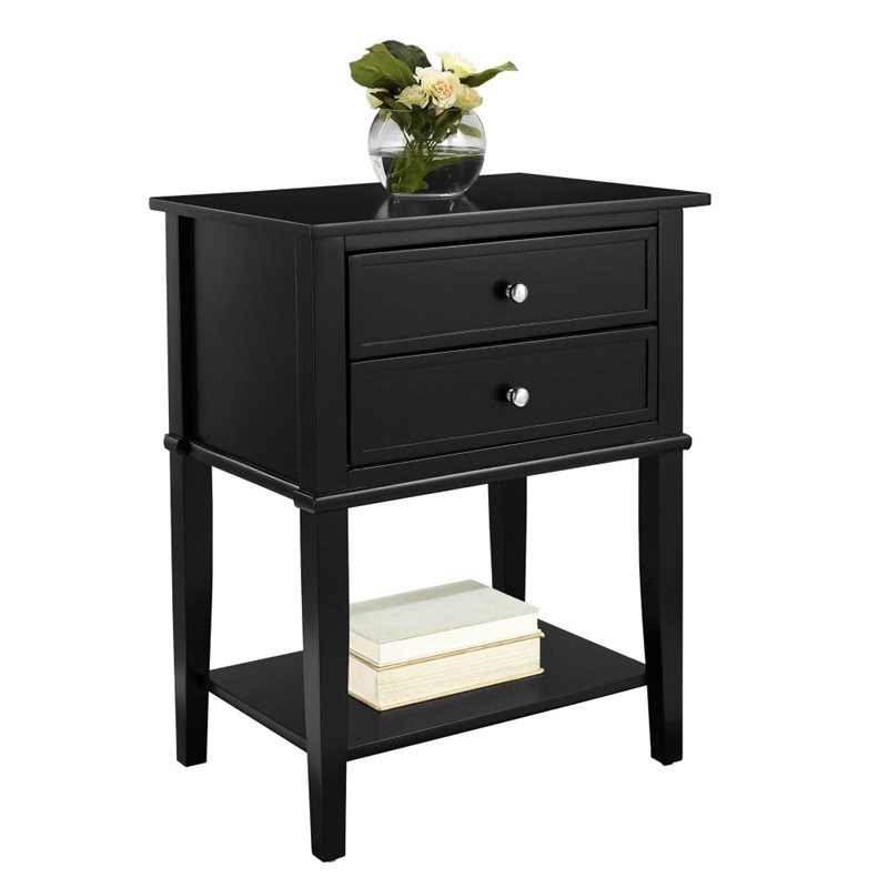 Ameriwood Home Franklin 2 Drawer Accent Table in Black