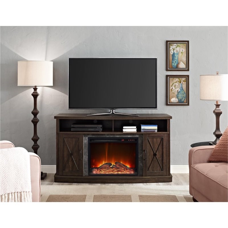 Ameriwood Home Barrow Creek Fireplace TV Stand in Espresso