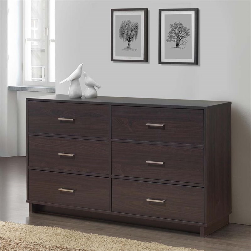 Ameriwood Home Colebrook 6 Drawer Double Dresser in Espresso Homesquare