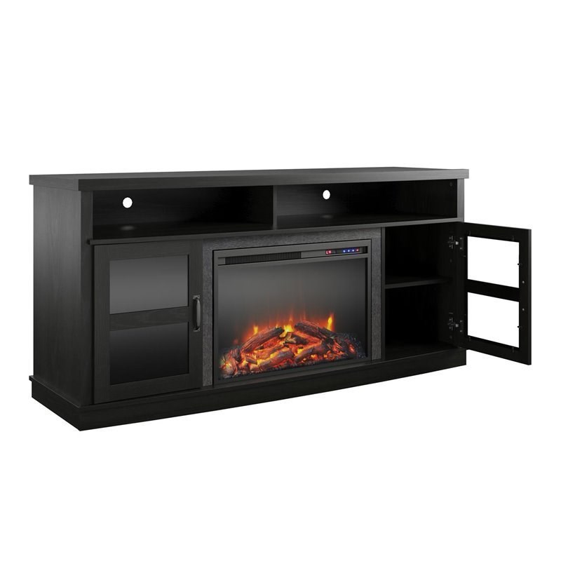 Ameriwood Home Ayden Park Fireplace TV Stand up to 65" in Black Oak