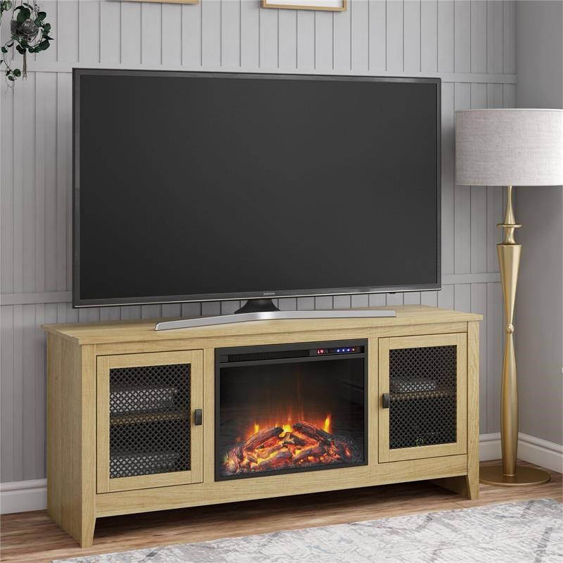 Ameriwood Home Braewood Fireplace TV Stand for TVs up to 65" in Golden