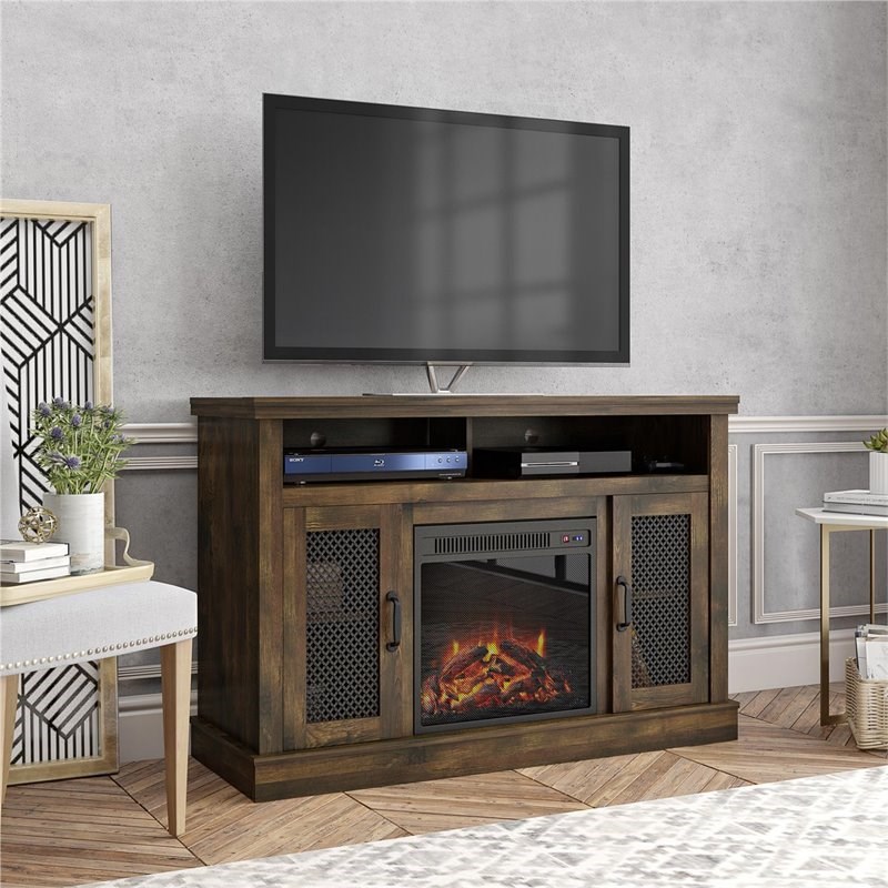ameriwood home cresthaven fireplace tv stand up to 54" in rustic