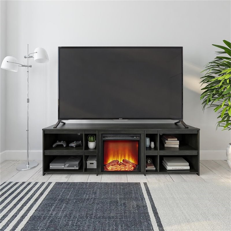 Ameriwood Home Miles Fireplace TV Stand up to 70" in Black Oak Homesquare
