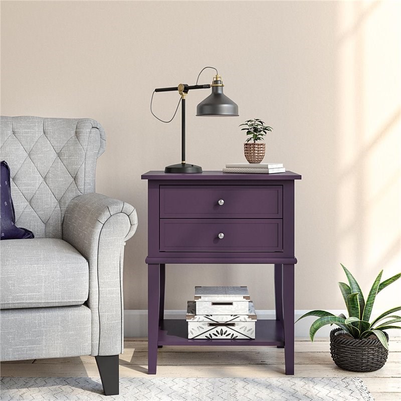 Ameriwood Home Franklin Accent Table with 2 Drawers in Purple