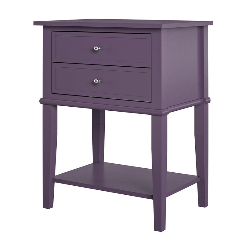 Ameriwood Home Franklin Accent Table with 2 Drawers in Purple