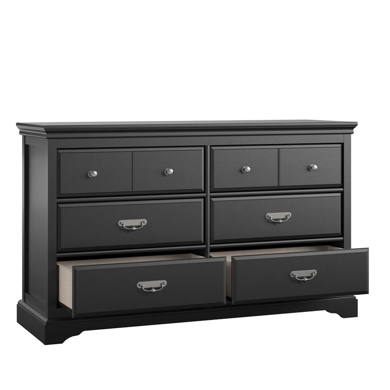 Ameriwood Home Bristol 6 Drawer Dresser in Black Homesquare