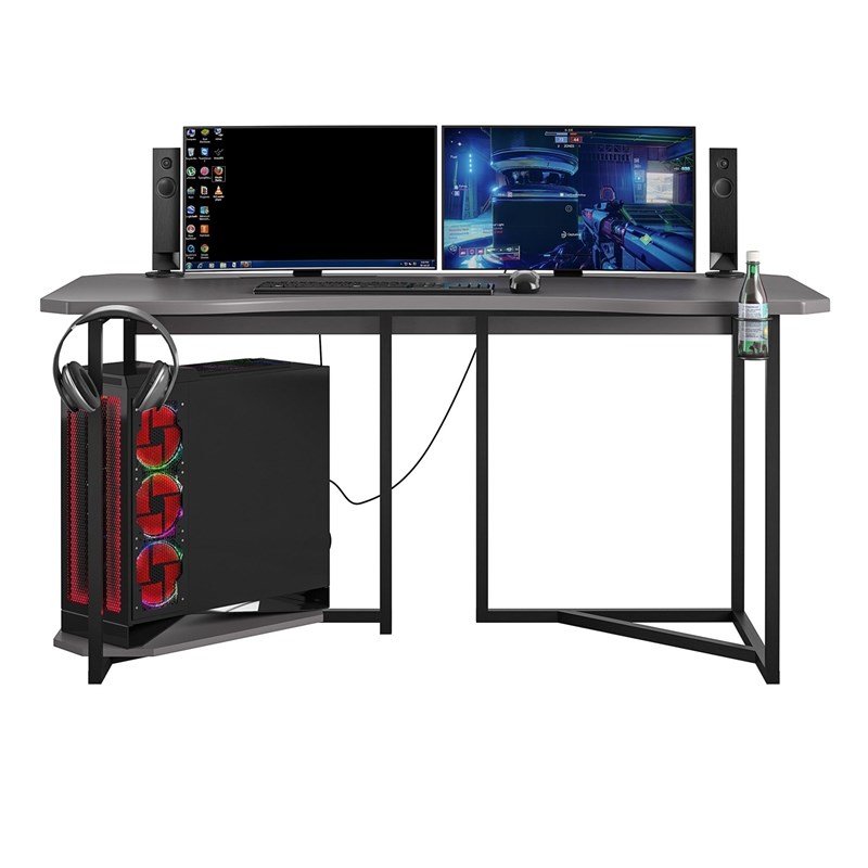 NTense Quest Gaming Desk with CPU Stand in Gray