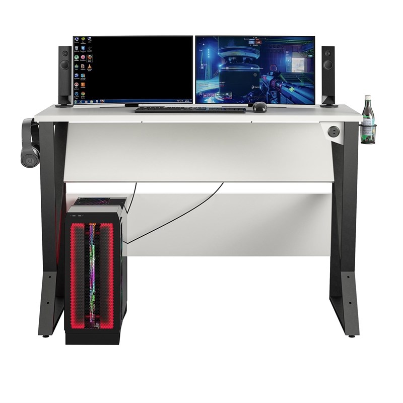 NTense Genesis Adjustable Gaming Desk in White Homesquare