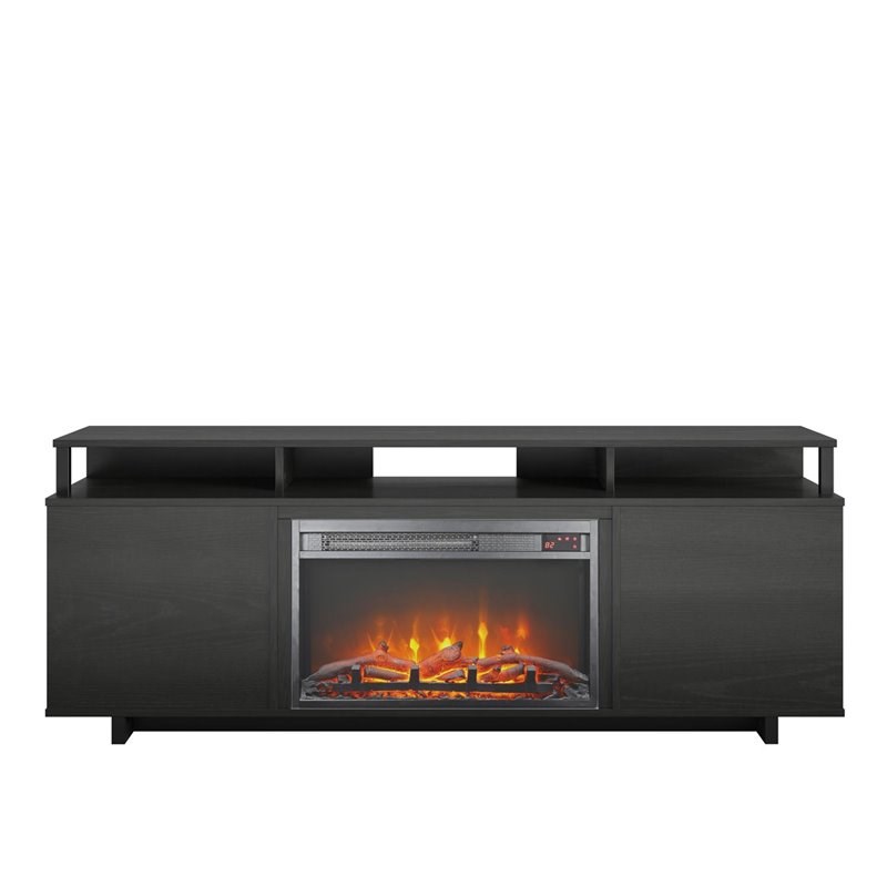 Ameriwood Home Mason Fireplace TV Stand for TVs up to 65" in Black Oak Homesquare