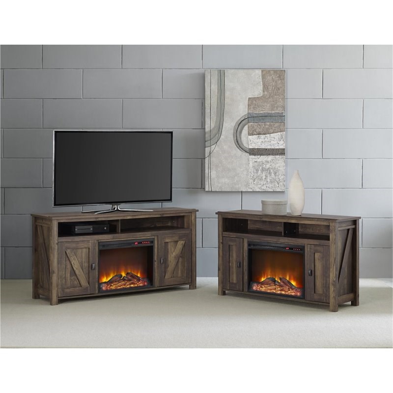 Ameriwood Farmington 3-Piece Fireplace TV Stand and Matching Nightstand Set