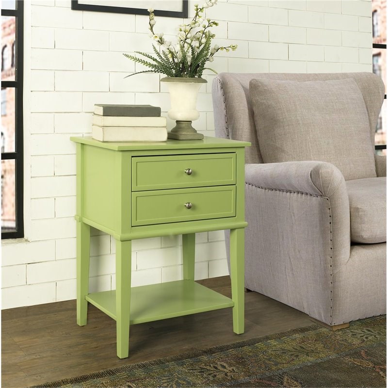Ameriwood Home Franklin Accent Table with 2 Drawers in Green