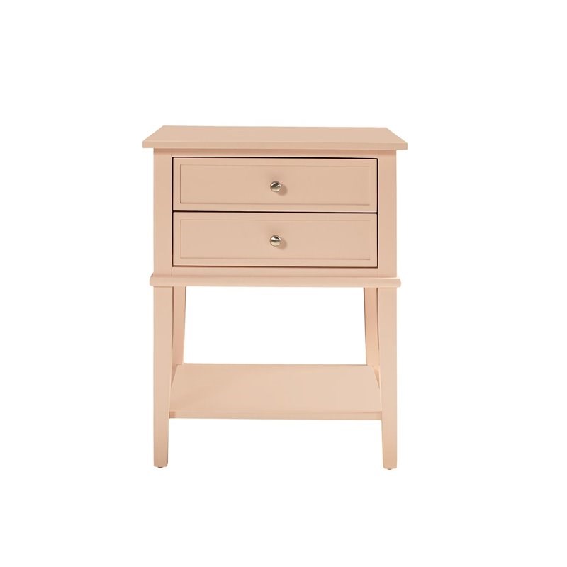 Ameriwood Home Franklin Accent Table with 2 Drawers in Pink