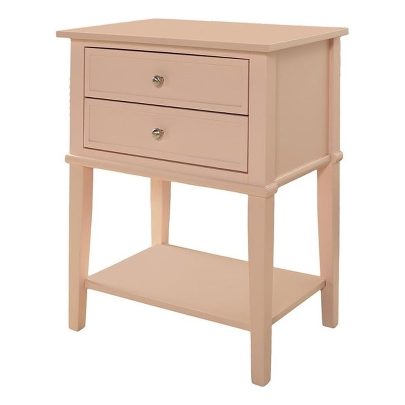 Ameriwood Home Franklin Accent Table with 2 Drawers in Pink