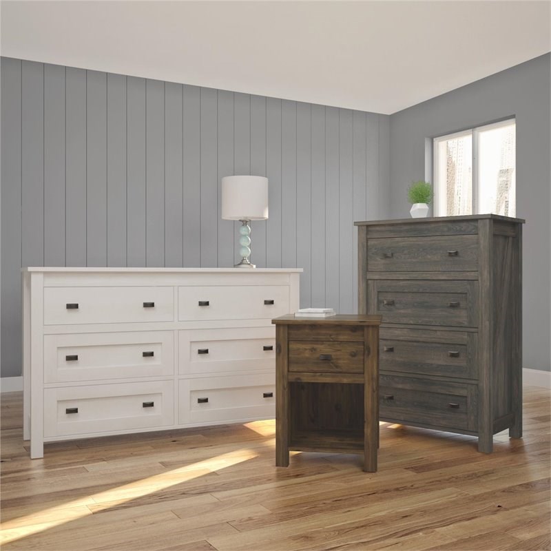 Ameriwood Home Farmington 6 Drawer Dresser in Ivory Oak Homesquare