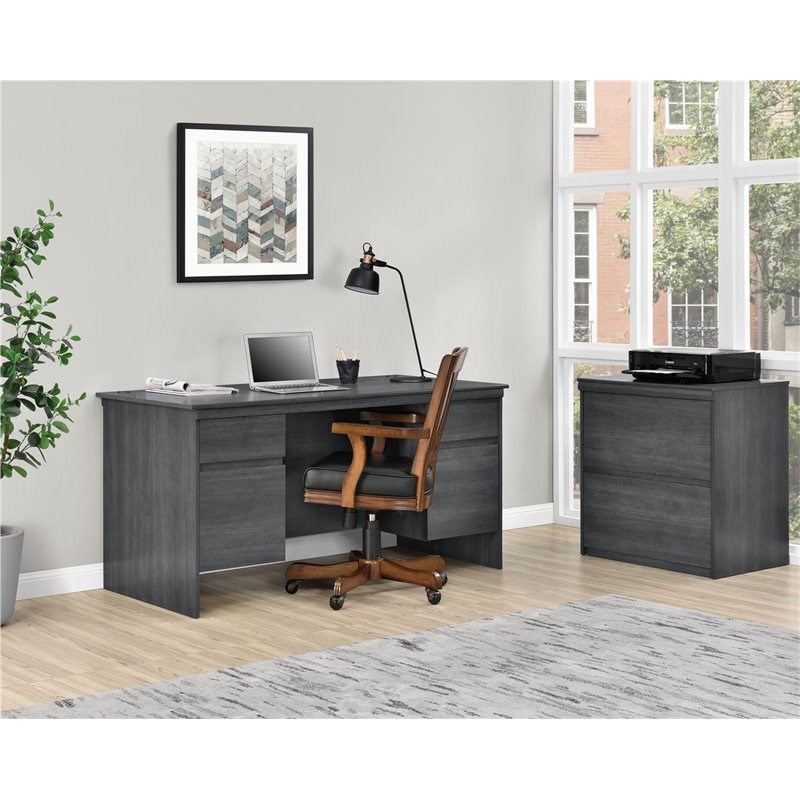 Ameriwood Home Presley Executive Desk In Weathered Oak 9111196com