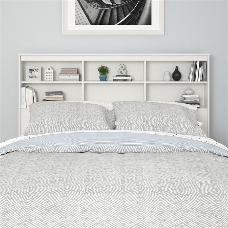 ameriwood home emery full or queen storage headboard in white