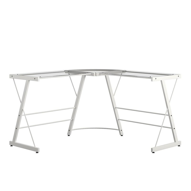 Ameriwood Home Odin Glass L Shaped Computer Desk In White Homesquare