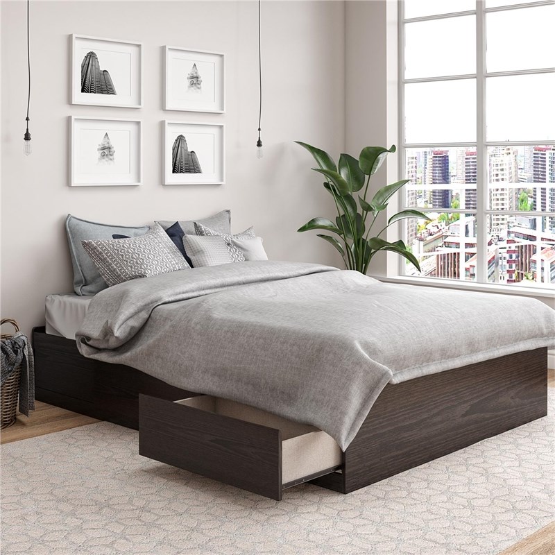 Ameriwood Home Full Platform Bed With Drawers In Espresso Homesquare