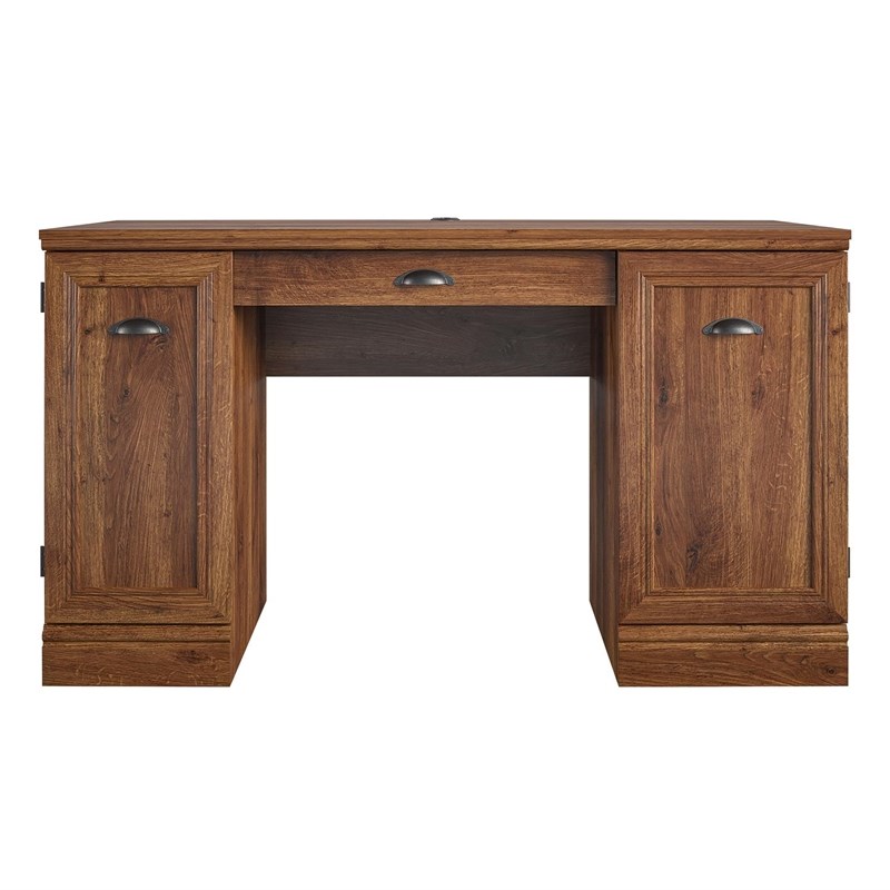 Ameriwood Home Delaney Double Pedestal Desk in Cherry Oak Homesquare