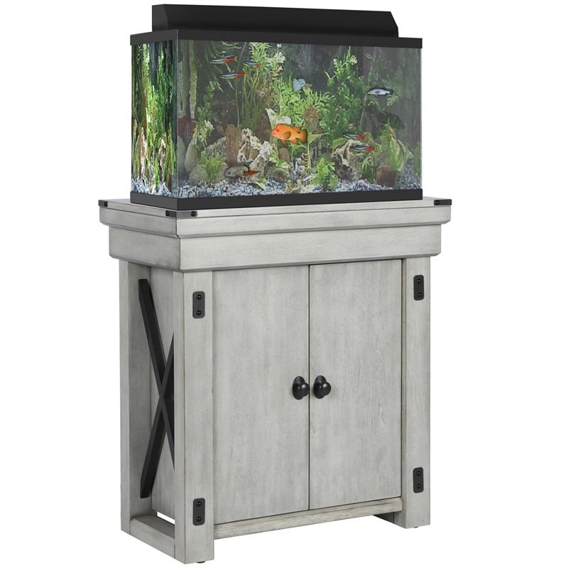 Flipper Wildwood 20 Gallon Aquarium Stand in Rustic White Homesquare